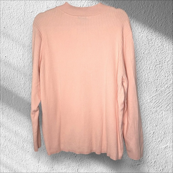 Talbots Peach Ribbed Mock Neck Blouse with Gold Buttons Size 3X NWT Neutral - Picture 2 of 12